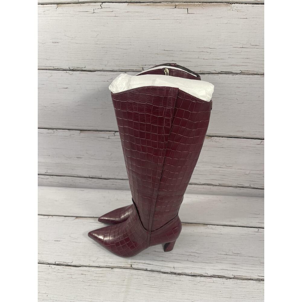 Naturalizer Emily Boots Womens Size 8W Cranberry Red Leather Knee High Stiletto - Picture 5 of 16